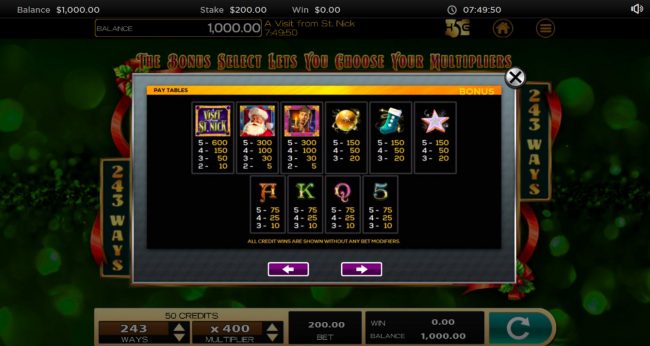 Paytable - Free Spins