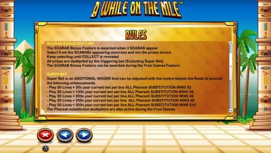 General Game Rules - Super Bet and Scarab Bonus Feature