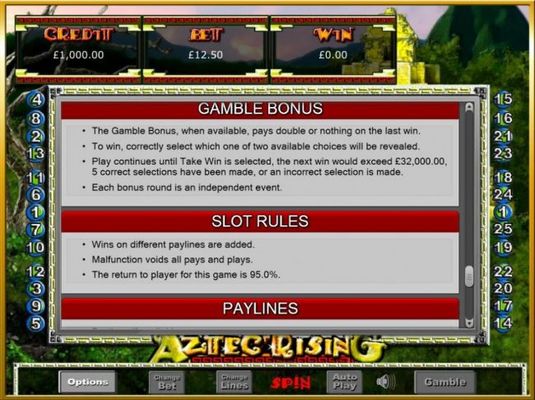 Gamble Bonus Rules