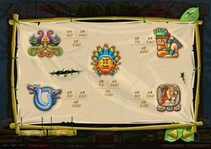 High value slot game symbols paytable