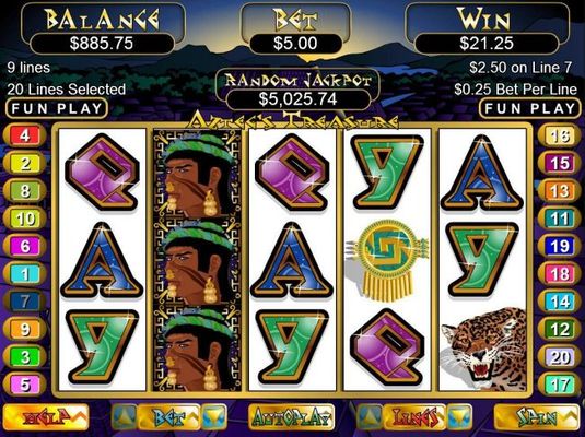 Multiple winning paylines triggered by stacked Aztec King wilds.