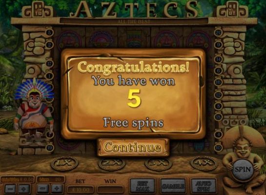 5 free spins have been awarded.