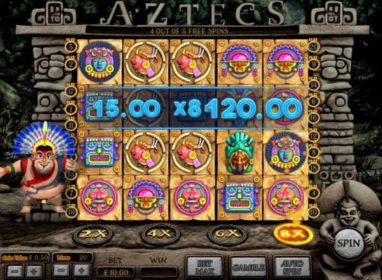 A big win triggered during the free games feature.