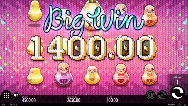 Symbols upgrade leads to a 1,400.00 big win during the free spins feature.