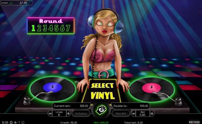 Gamble Feature - Select a vinyl record for a chance to double your winnings.