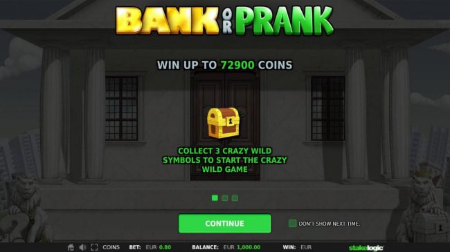 Win up to 72900 coins! Collect 3 crazy wild symbols to start the crazy wild game.