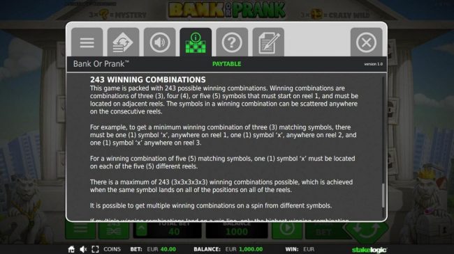 243 Winning Combinations Rules