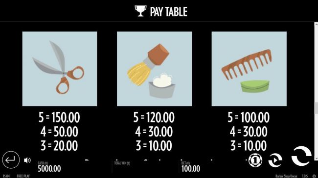 Low value game symbols paytable.