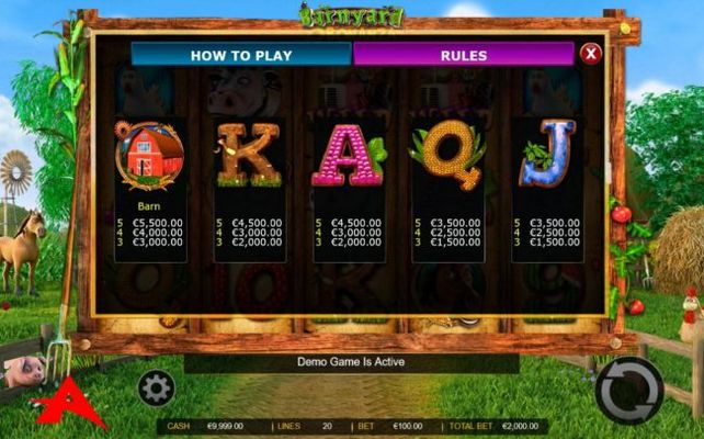 Medium Value Slot Game  Symbols Paytable - Free Games Bonus.