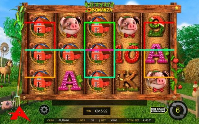 Multiple winning paylines triggers a big win during the free spins feature!