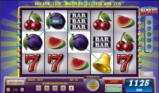 here is a 900 coin big win during our free spins feature