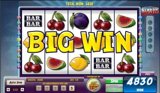 the free spins bonus feature pays out 4830 coins