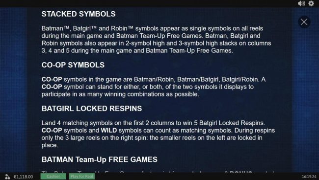 Stacked, Co-op symbols and Batgirl Locked respins Rules
