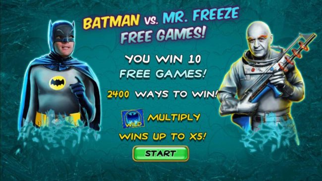 Batman vs Mr. Freeze Free Games trigged. 10 free games with 2400 ways to win.