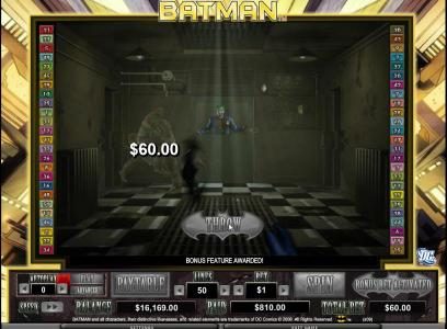 batarang collects 60 coin prize for hitting inmate