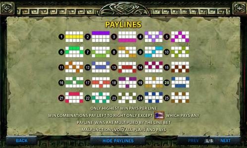 Payline Diagrams 1-25