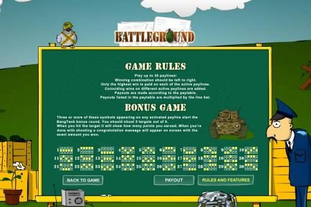 game rules, bonus game rules and payline diagrams