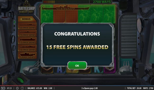 15 free games awarded