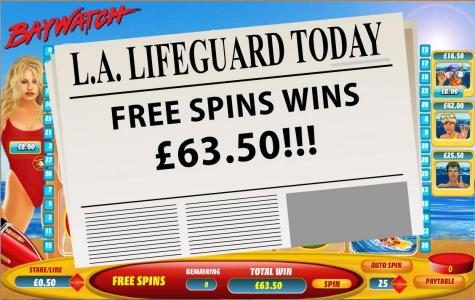 free spins feature pays out a $63 jackpot