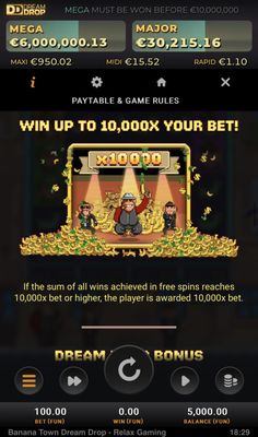 Banana Town Dream Drop :: Win up to 10,000X Your Bet