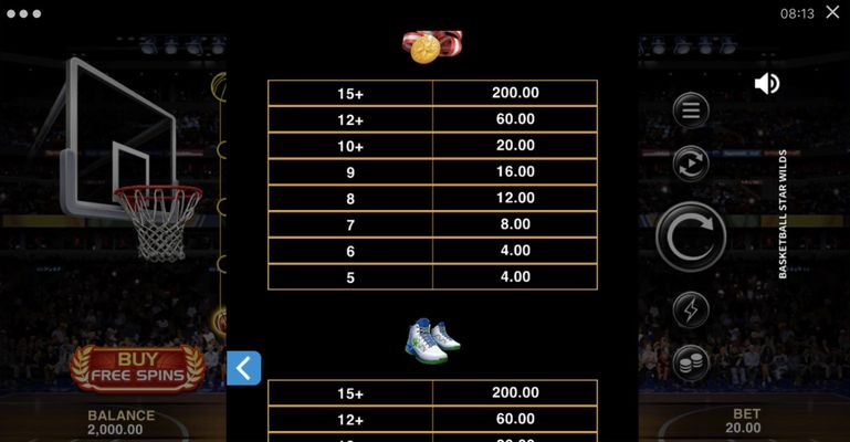 Medium Value Symbols Paytable