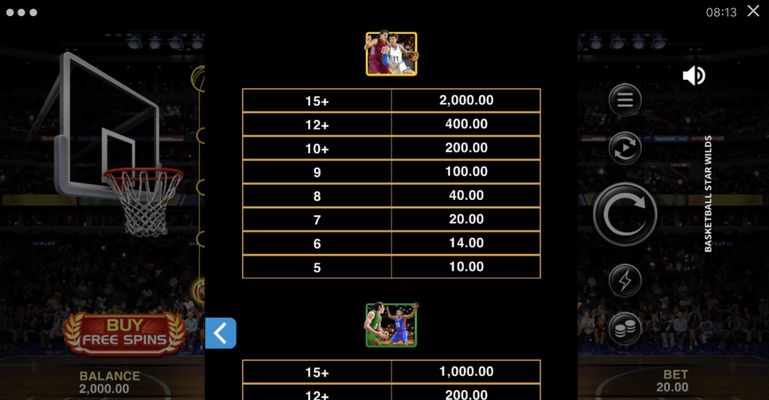 Medium Value Symbols Paytable