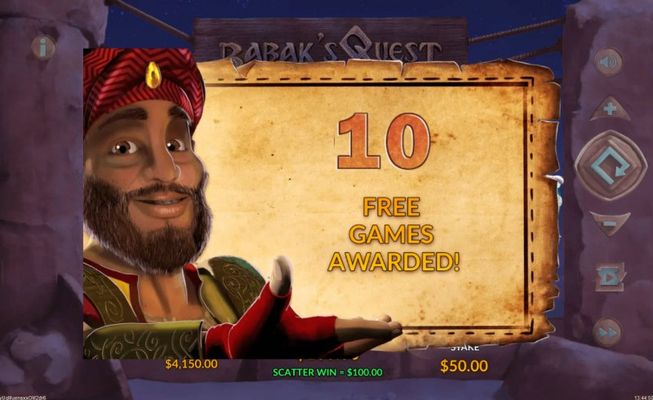Babak's Quest :: 10 Free Spins Awarded