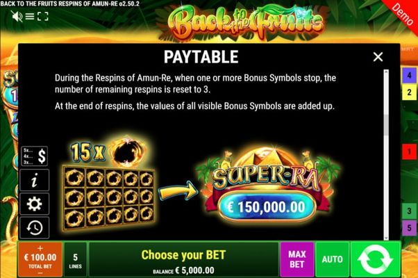 Paytable - Feature