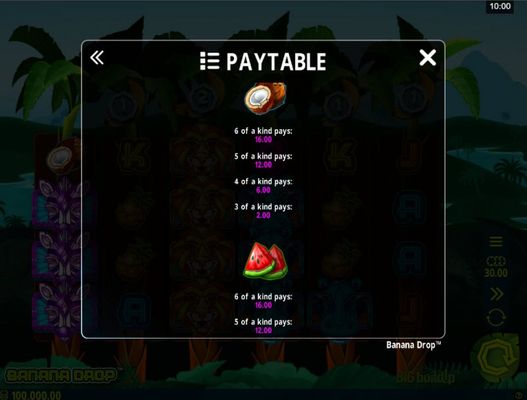 Banana Drop :: Paytable - Low Value Symbols
