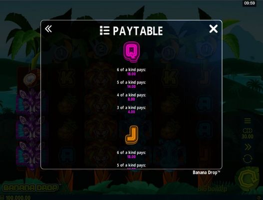 Paytable - Low Value Symbols