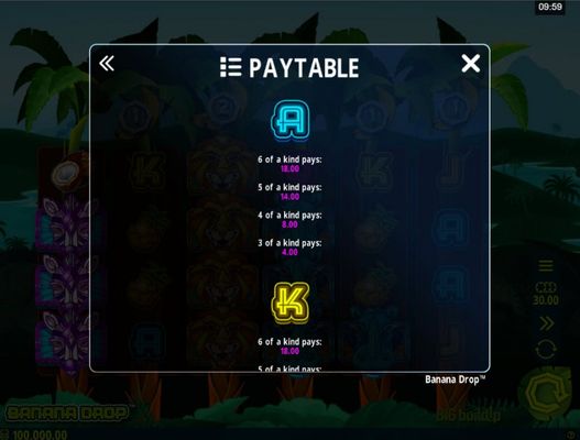 Paytable - Low Value Symbols