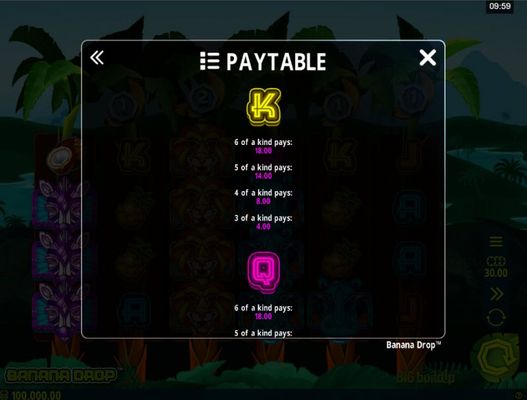 Banana Drop :: Paytable - Low Value Symbols