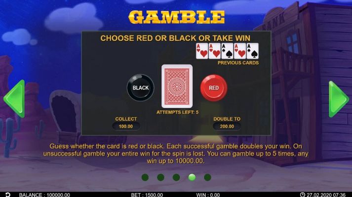 Bandidos Showdown :: Black or Red Gamble Feature