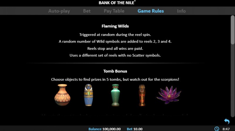 Bank of the Nile :: Bonus Game Rules