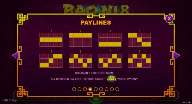 Paylines 1-8