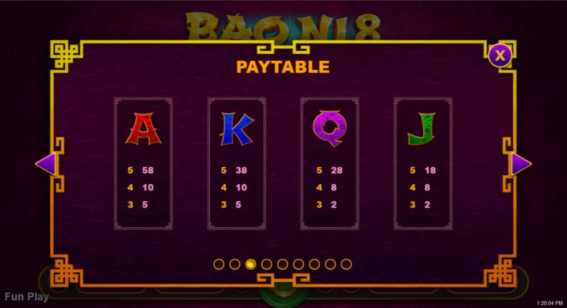 Paytable - Low Value Symbols