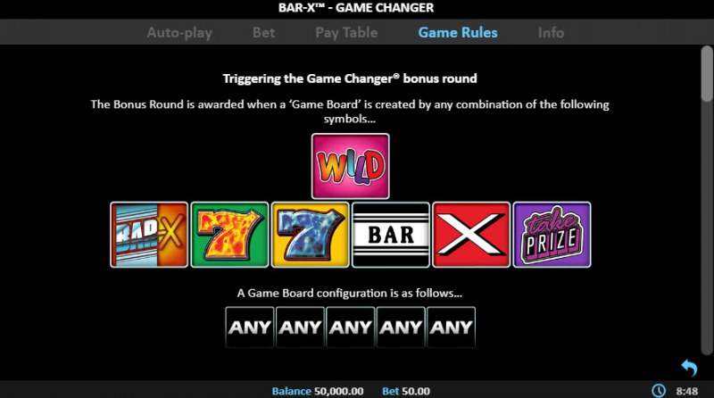 BAR X Game Changer :: Bonus Game Rules