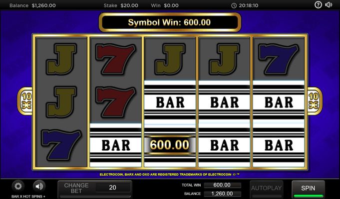 Bar X Hot Spins + :: Multiple winning combinations leads to a big win