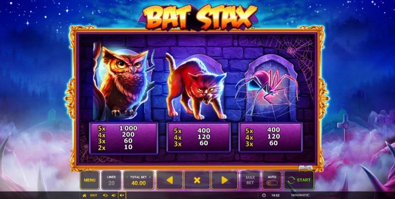 Bat Stax :: Paytable - Medium Value Symbols
