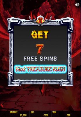 7 free spins awarded