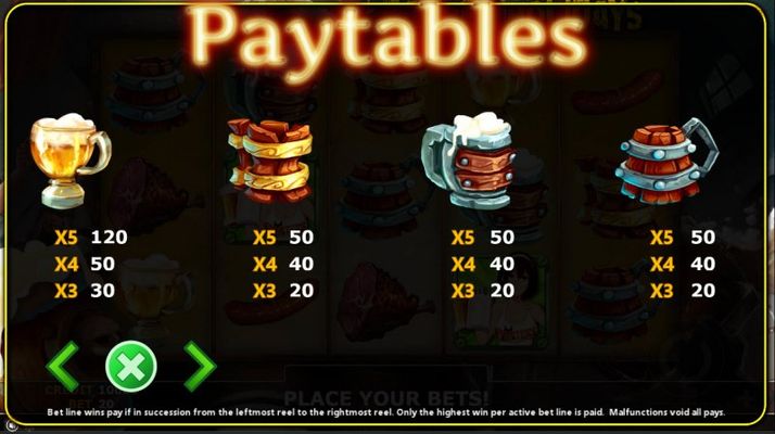 Paytable - Low Value Symbols