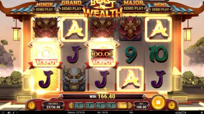 Wild symbol landing on gold reel triggers jackpot feature