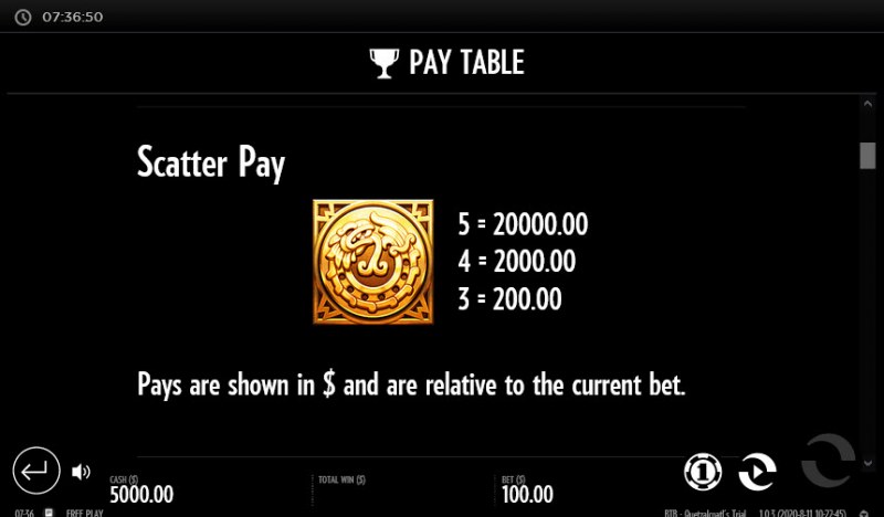 Beat the Beast Quetzalcoatl's Trial :: Scatter Pay