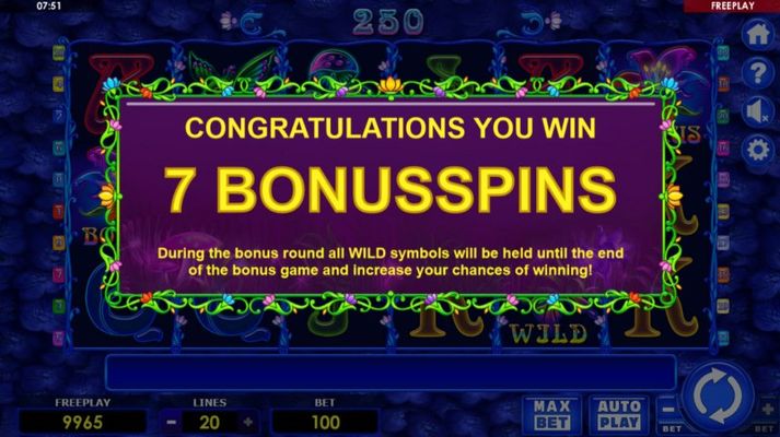 7 Free Spins Awarded