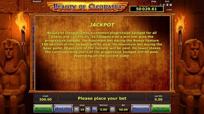 Beauty of Cleopatra :: Jackpot Rules