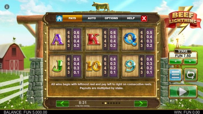 Paytable - Low Value Symbols