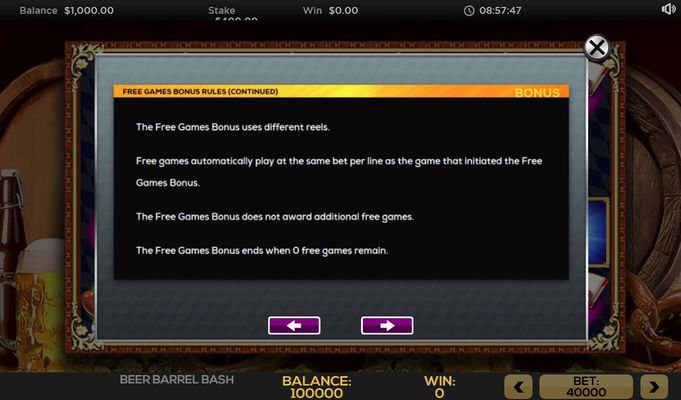 Beer Barrel Bash :: Free Games Bonus Rules