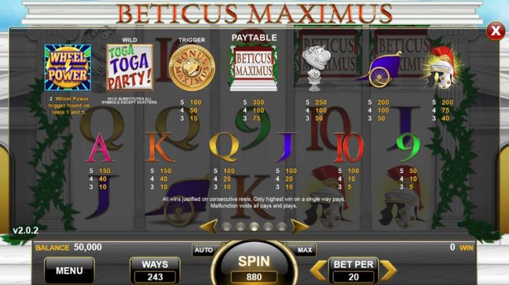 Beticus Maximus :: Paytable
