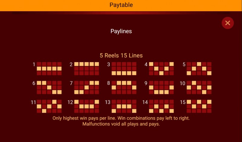 Paylines 1-15