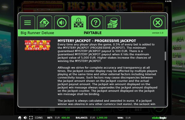 Big Runner Jackpot Deluxe :: Jackpot Rules